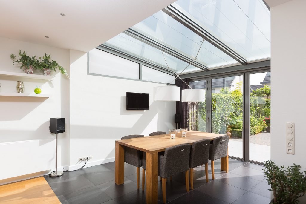 Serreaanbouw keuken vouwwand binnen dicht