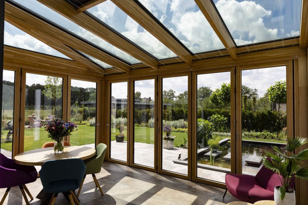 Houten serre vouwwand Enschede