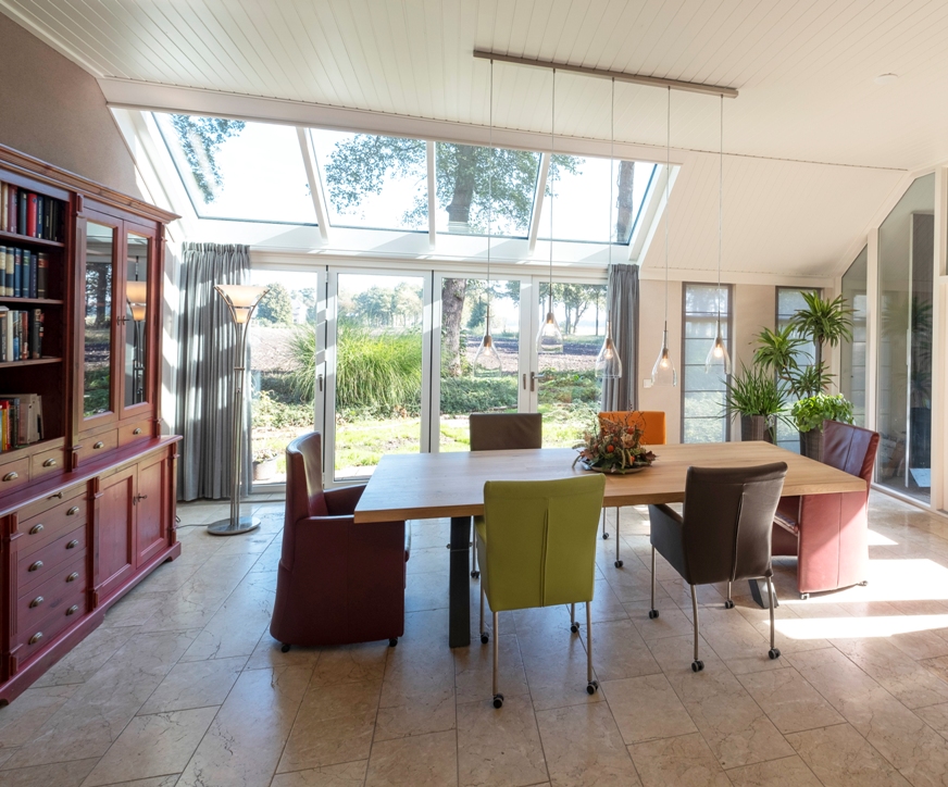 Serre aanbouw met vouwwand