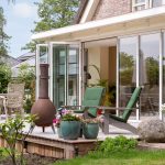 Openstaande vouwwand met directe doorgang naar het terras