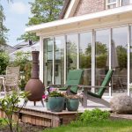 Openstaande vouwwand met directe doorgang naar het terras