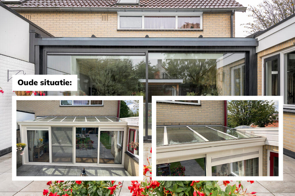 Verschil tussen de oude serre en de nieuwe, moderne serre in Oldenzaal.